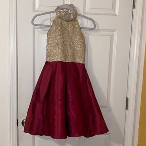 Rare Edition girls size 12 dress burgundy and gold